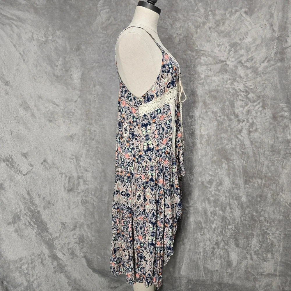 Umgee Women M Paisley High Low Top Crochet Lace Boho Festival Tie Front Coastal - Picture 8 of 11